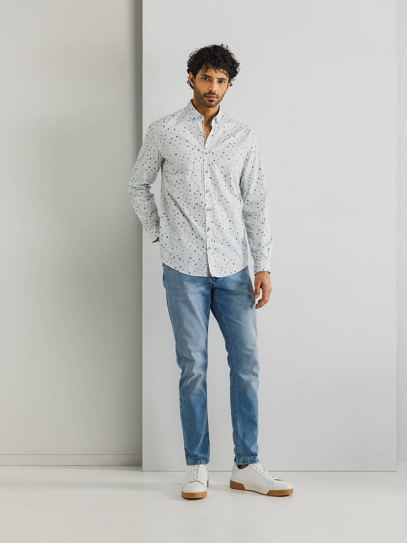 State of Art Twill Overhemd Print Lichtblauw