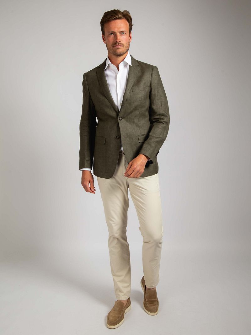 Suitable Blazer Leinen Panama Olivgrün - Größe 50 günstig online kaufen