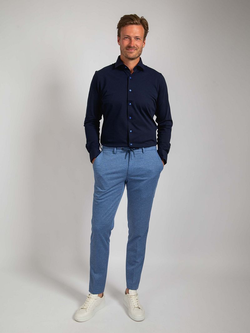 Suitable Knitted Pique Hemd Dunkelblau - Größe 39 günstig online kaufen