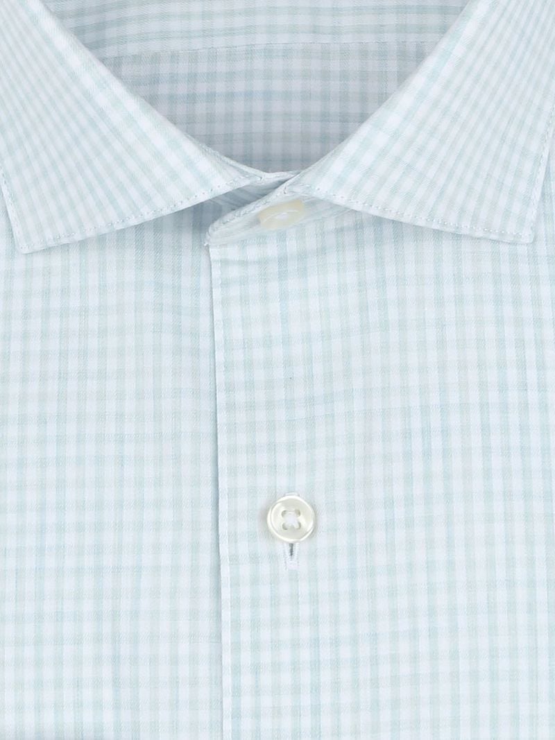 Suitable Overhemd Extra Lange Mouwen Twill Ruit Lichtgroen