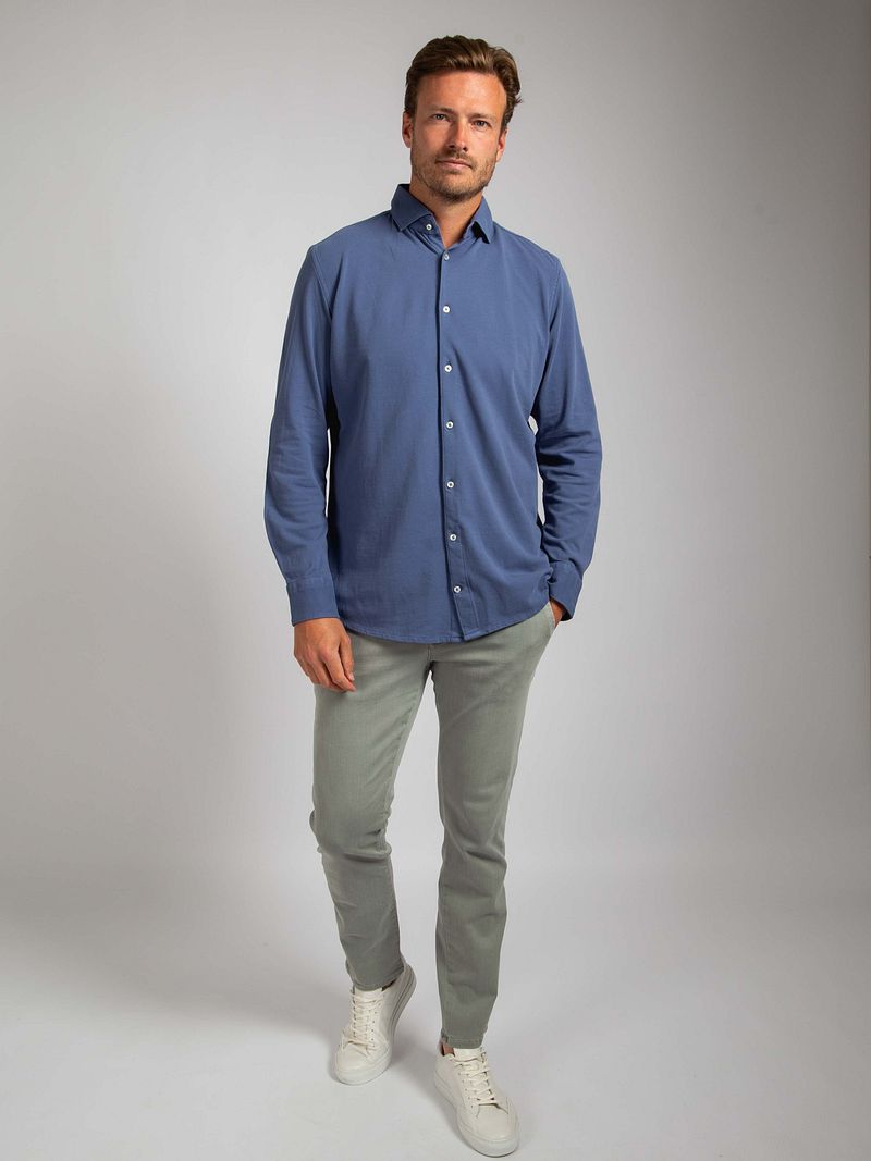 Suitable Piqué Hemd Jeans Blau - Größe L günstig online kaufen