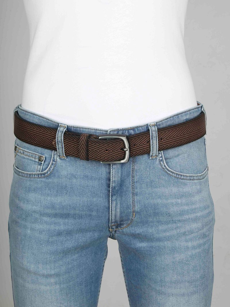 Suitable Riem Structuur Leer Bruin