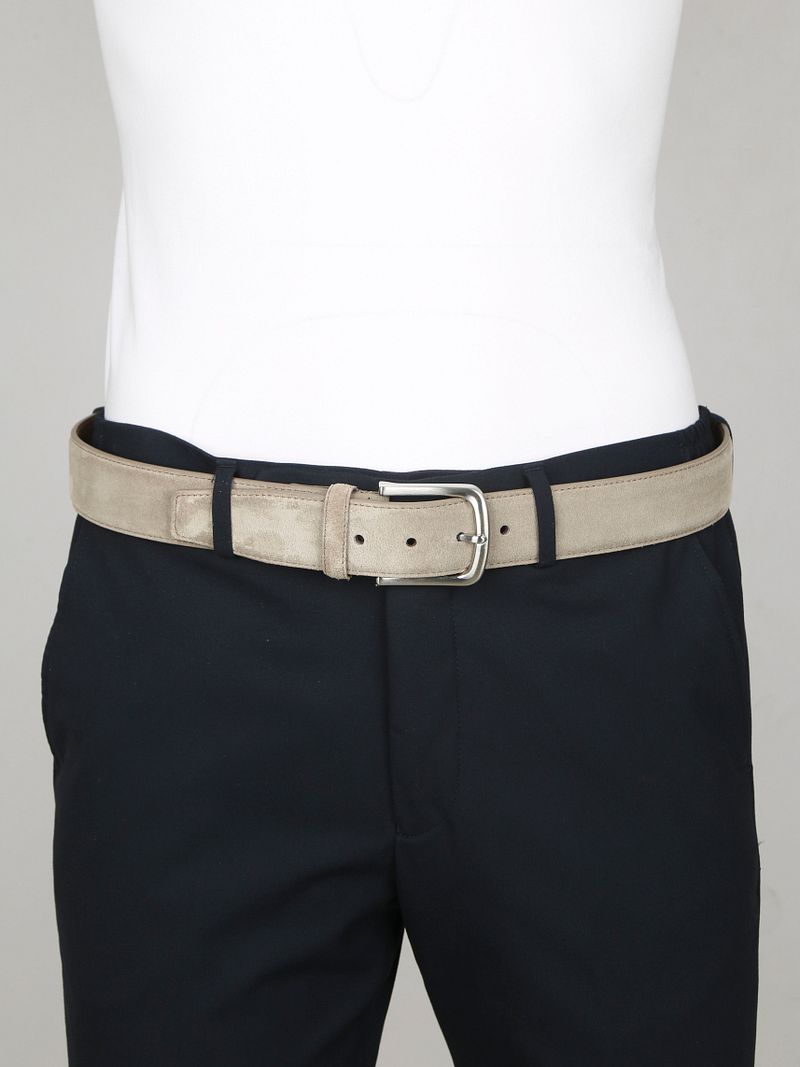 Suitable Riem Suède Leer Taupe