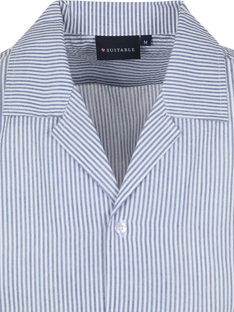 Suitable Short Sleeve Hemd Stripe Seersucker Hellblau - Größe S günstig online kaufen