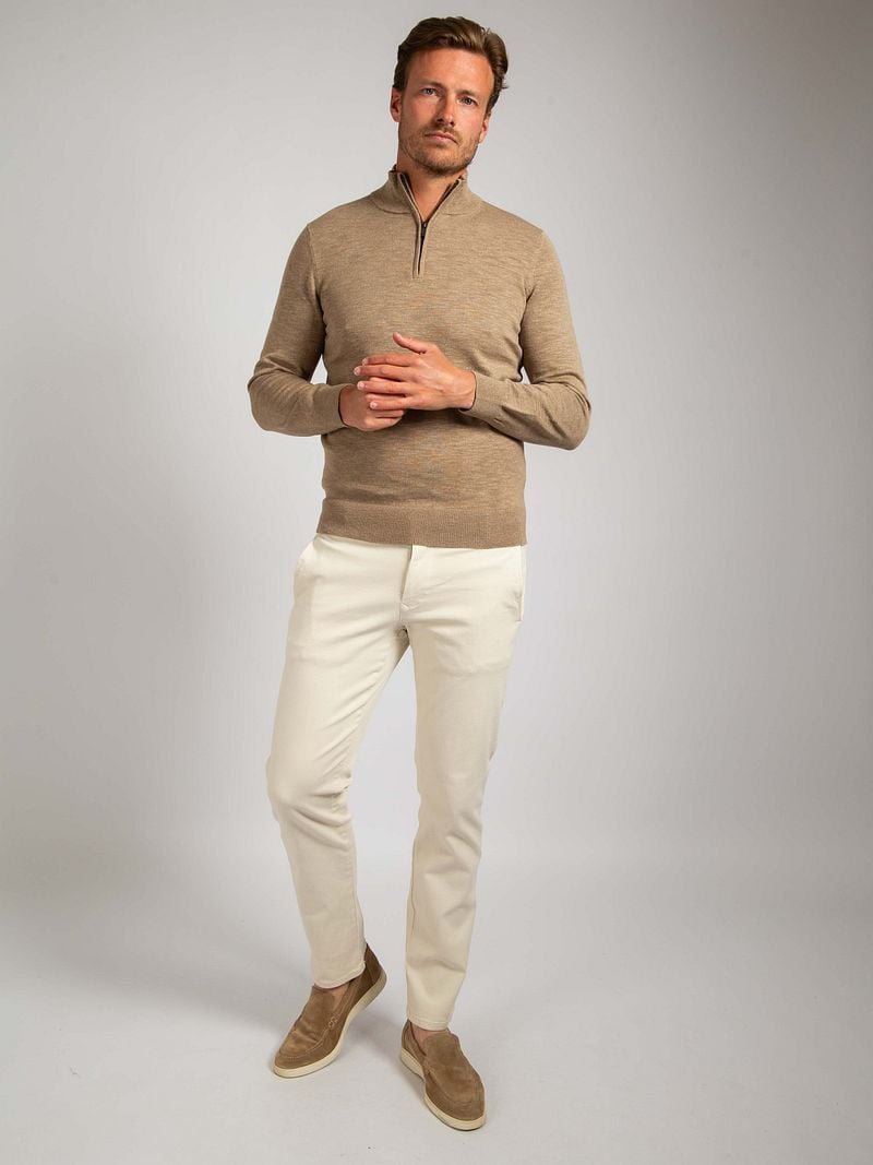 Suitable Slub Yarn Half Zip Pullover Beige - Größe M günstig online kaufen