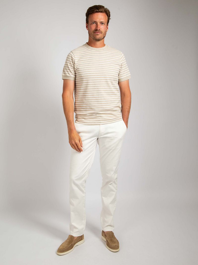 Suitable T-shirt Isaac Stripe Piqué Pebble - Größe L günstig online kaufen