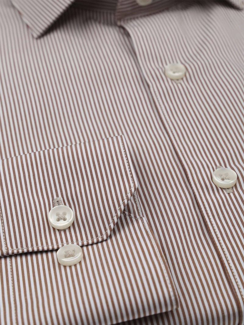 Suitable Twill Hemd Extra Long Sleeves Streifen Braun - Größe 39 günstig online kaufen