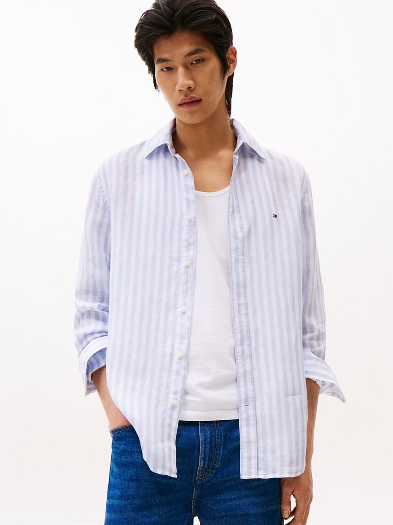 Tommy Hilfiger Overhemd Linnen Licht Blauw