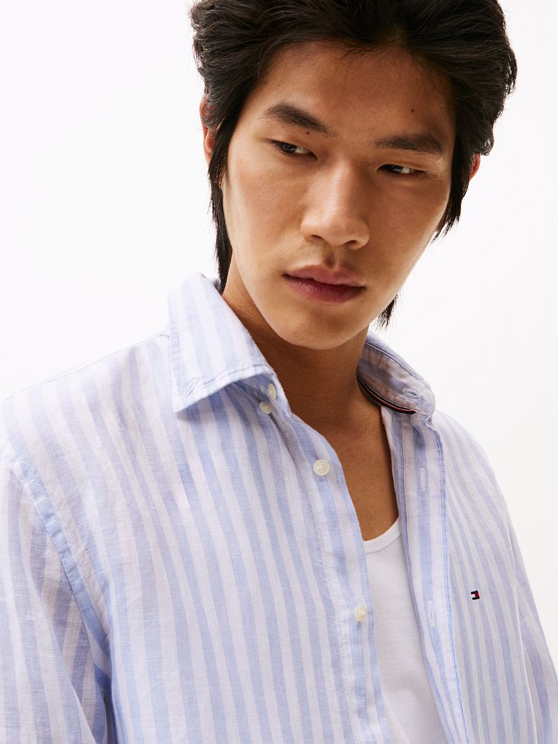 Tommy Hilfiger Overhemd Linnen Licht Blauw