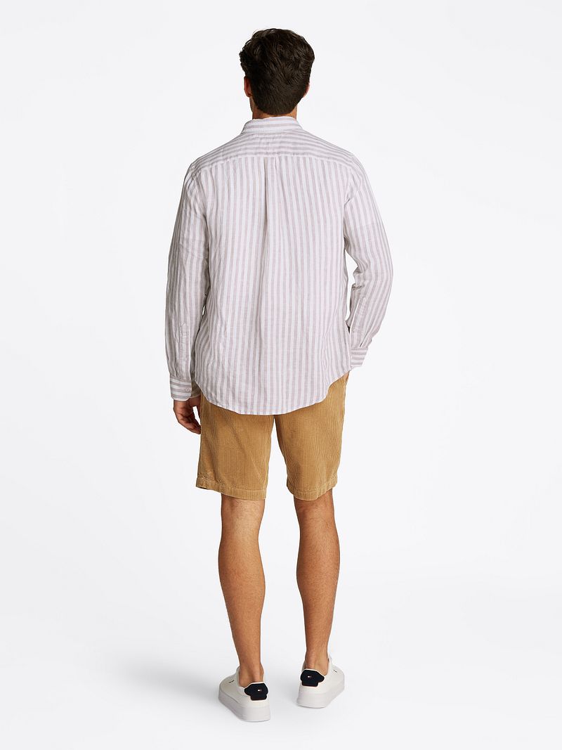 Tommy Hilfiger Overhemd Linnen streep Beige