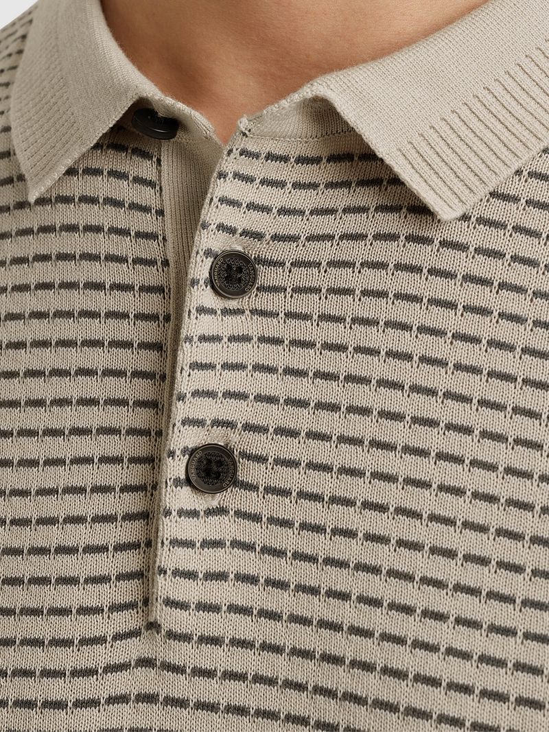Vanguard Knitted Poloshirt Print Beige