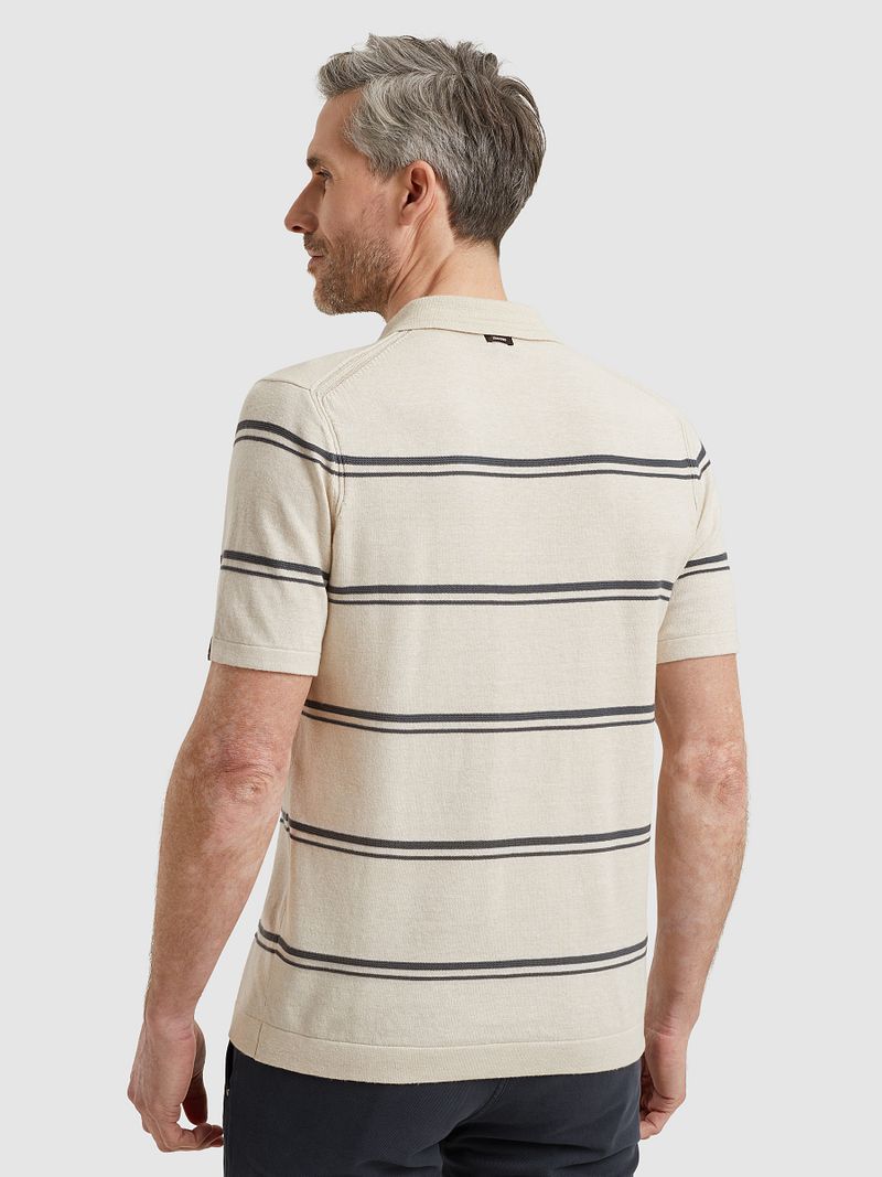 Vanguard Knitted Poloshirt Streep Beige