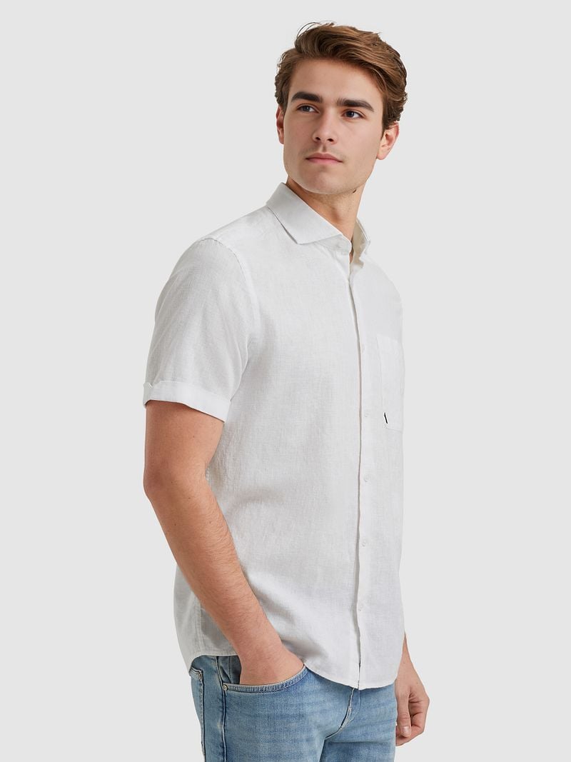 Vanguard Short Sleeve Hemd Leinen Blend Weiß - Größe M günstig online kaufen