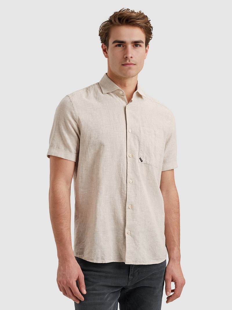 Vanguard Short Sleeve Overhemd Linnen Blend Ecru