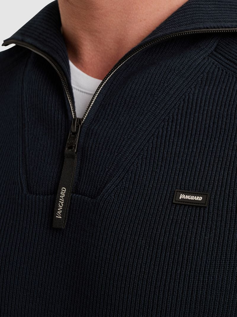 Vanguard Trui Half Zip Structuur Rib Navy