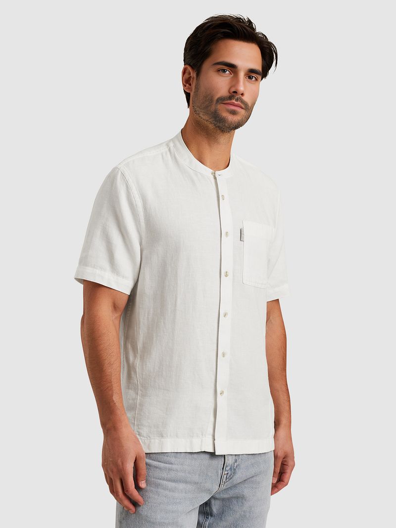 Cast Iron Kurzarm-Shirt Leinen Blend Weiß - Größe M günstig online kaufen