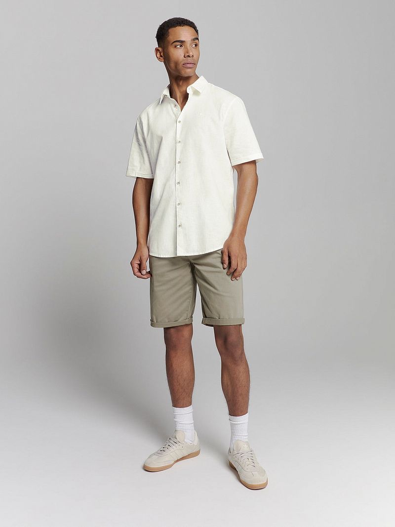 No Excess Short Sleeve Overhemd Linen Blend Wit