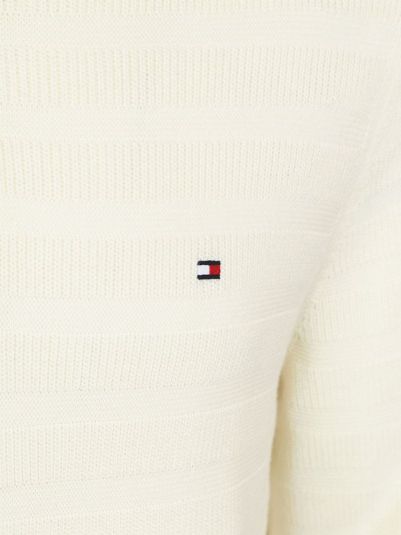 Tommy Hilfiger Pullover Halfzip Structure Ivory  - Größe L günstig online kaufen