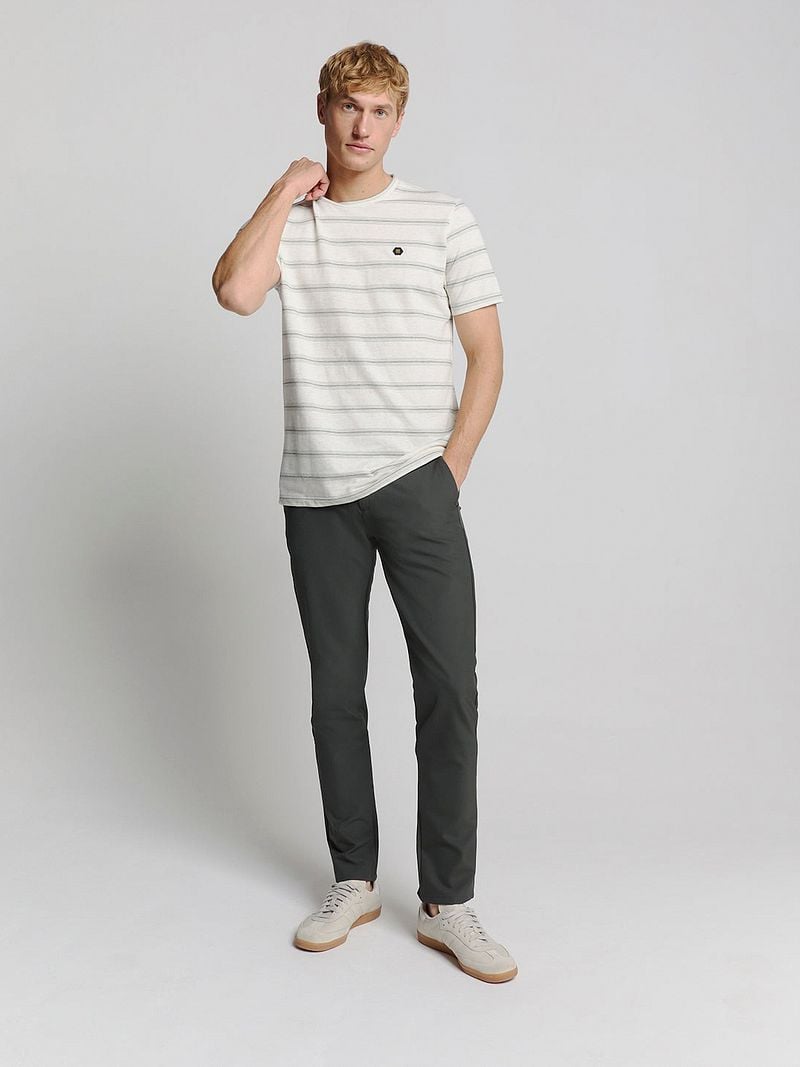 No-Excess T-Shirt Crewneck Jacquard Stripes Ecru - Größe XXL günstig online kaufen