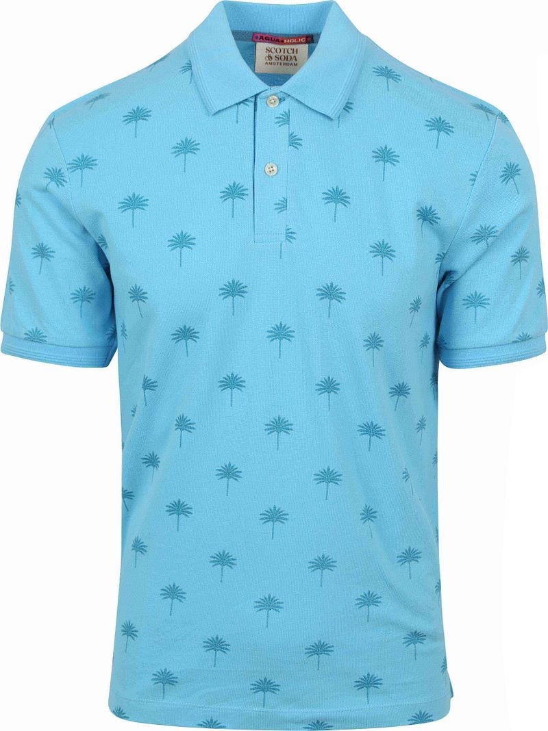 Scotch and Soda Poloshirt Palmbomen Blauw