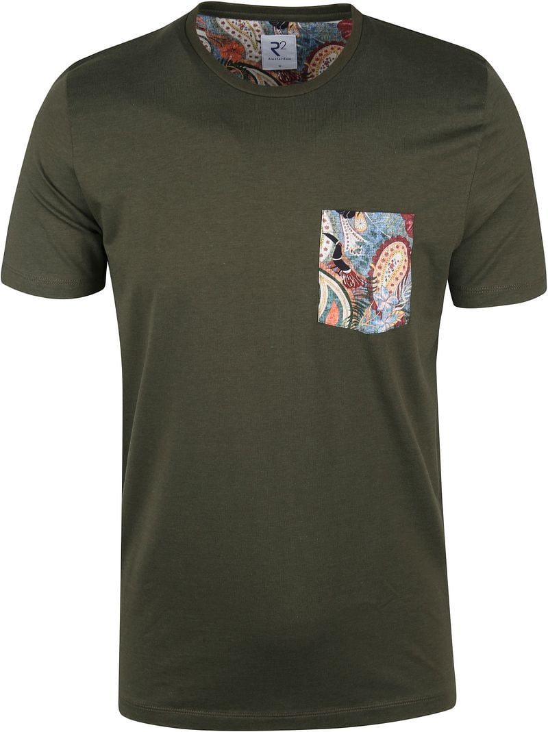 R2 T-Shirt Foncé Poche  Vert foncé Vert taille S