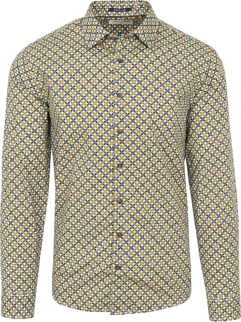 Chemise No-Excess à Motifs Ocre Multicoloré Jaune taille L