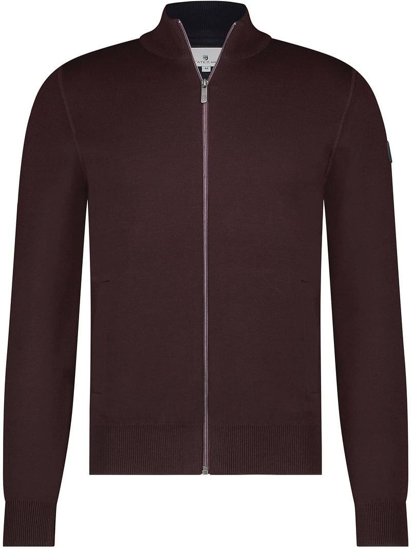 State Of Art Strickjacke Fine Contrast Wool Blend Bordeaux - Größe M günstig online kaufen