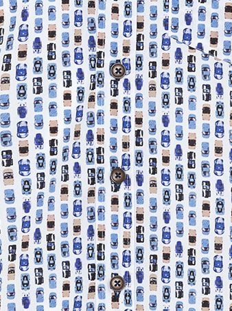 R2 Hemd Shortsleeve Print Auto Blau - Größe 38 günstig online kaufen