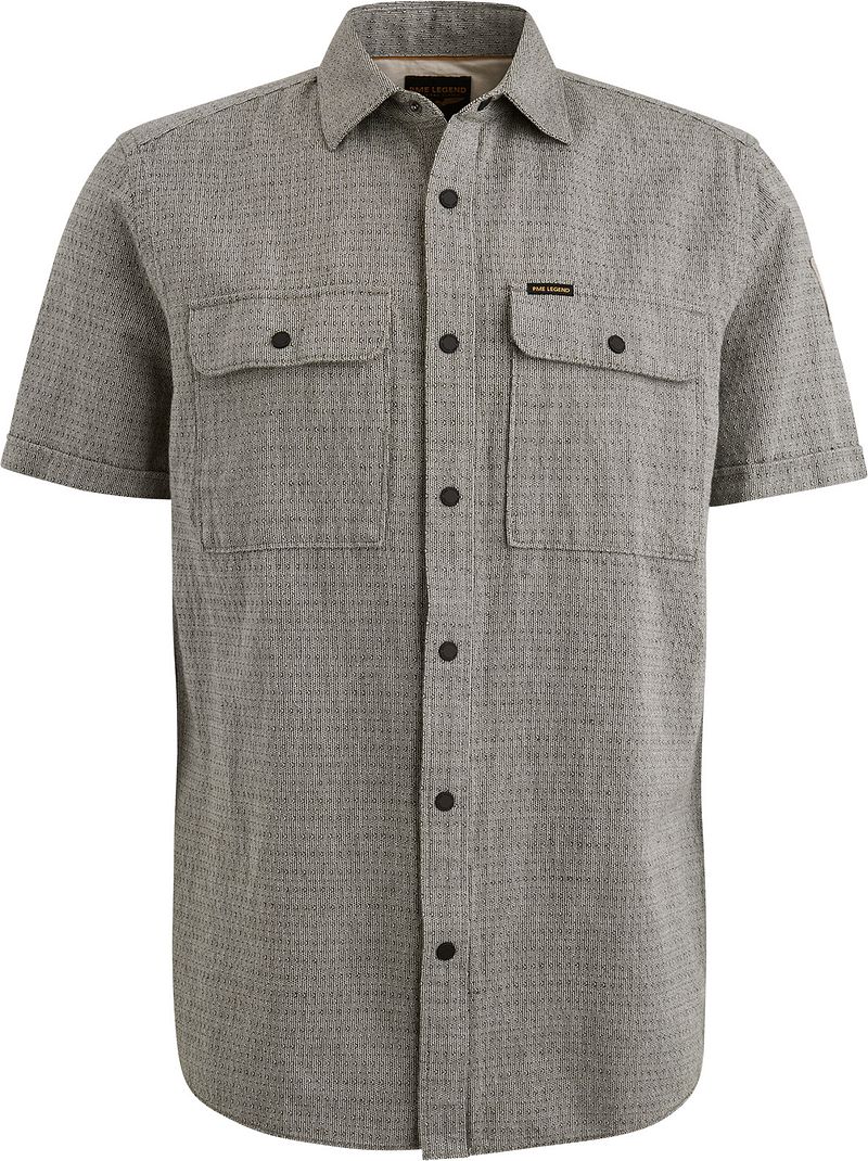 PME Legend Short Sleeve Overhemd Linnen Dobby Groen