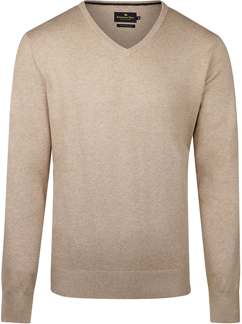 Steppin' Out Pullover Cashmere V-Ausschnitt Khaki - Größe M günstig online kaufen