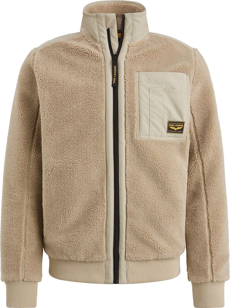 PME Legend Sherpa Zip Jas Volledige Rits Knoop Beige Heren