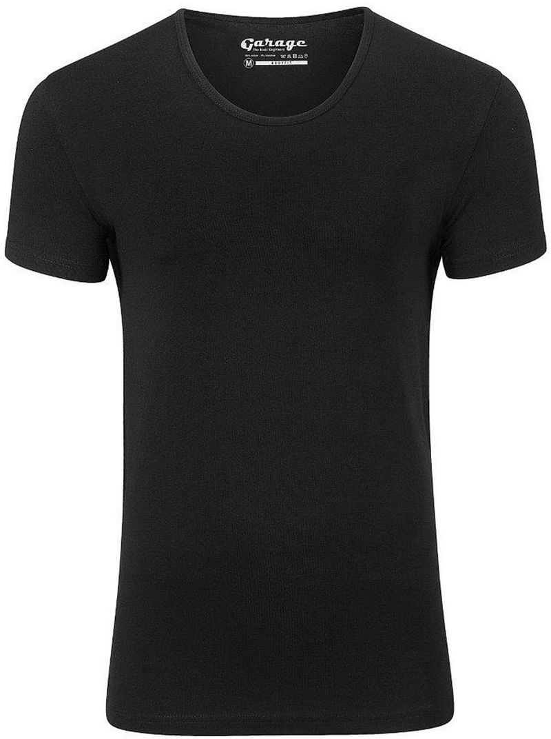 Garage Stretch Basic T-Shirt Schwarz Tiefer Rundhals - Größe XL günstig online kaufen