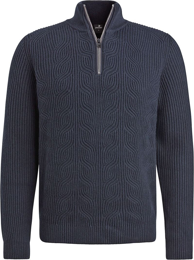 Vanguard Halve Rits Katoenmix Wol Pullover Blue Heren