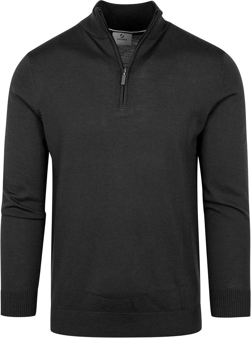 Suitable Pull Demi-Zip Mérinos Anthracite taille L