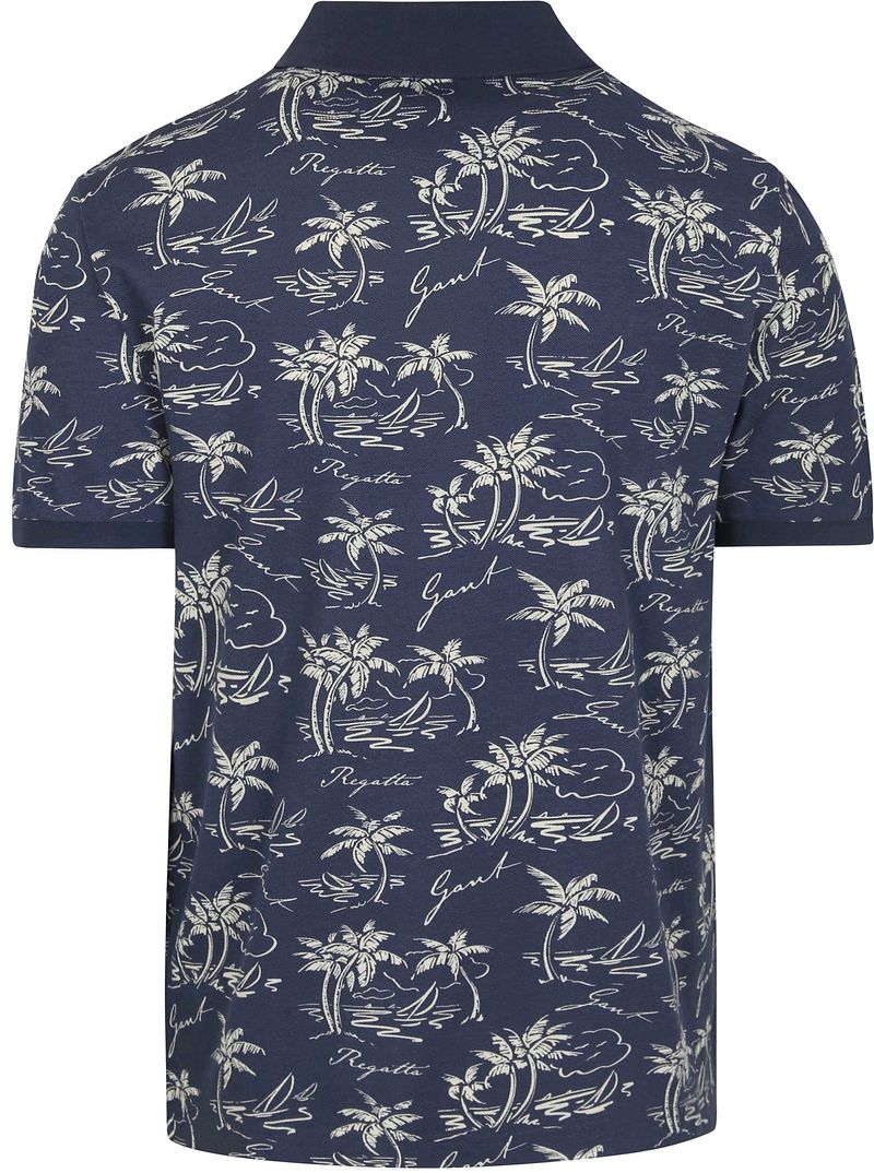Gant Poloshirt Palm Druck Dusty Navy - Größe L günstig online kaufen