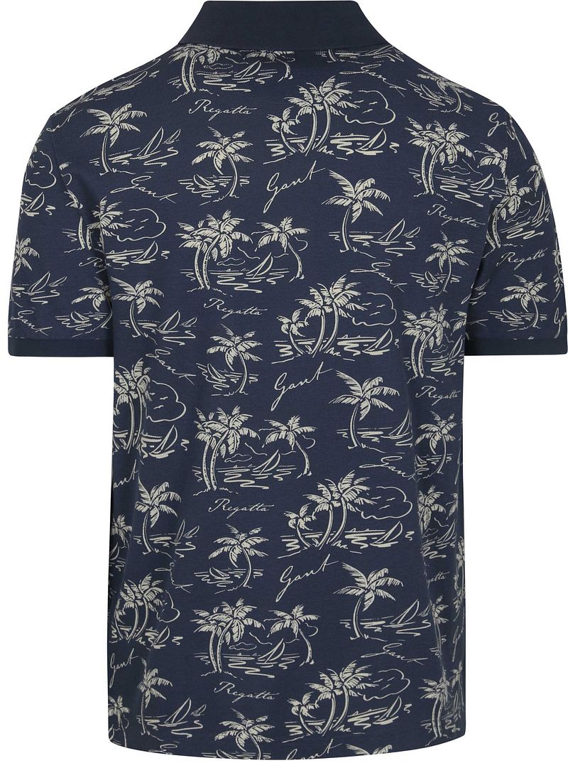 Gant Poloshirt Palm Print Dusty Navy