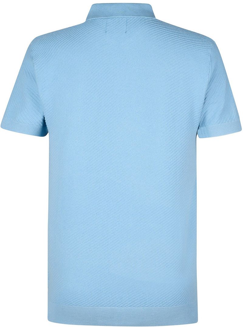 Petrol Knitted Polo Lichtblauw