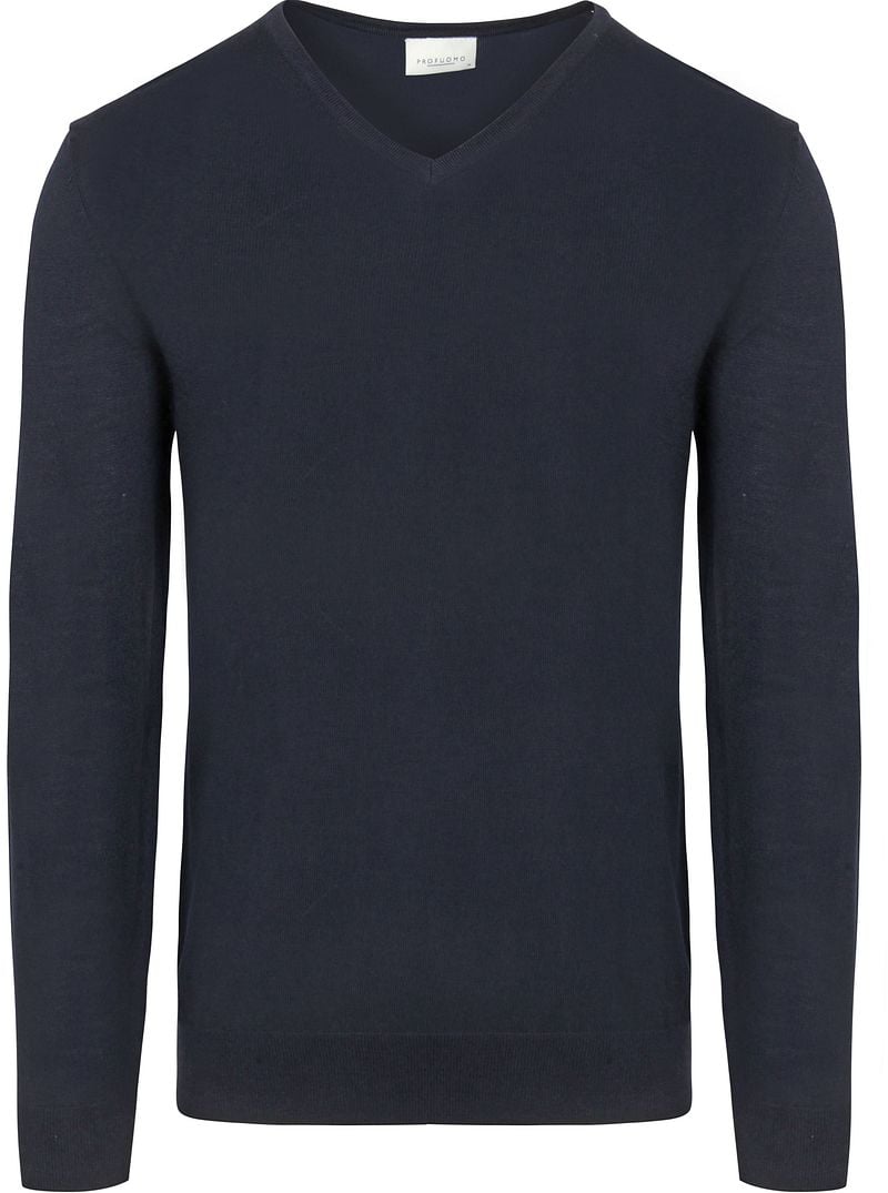 Profuomo Pullover V-Neck Merinowolle Navy - Größe XL günstig online kaufen