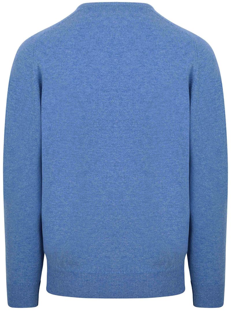 William Lockie V-Ausschnitt Pullover Lammwolle Jeans Melange - Größe L günstig online kaufen