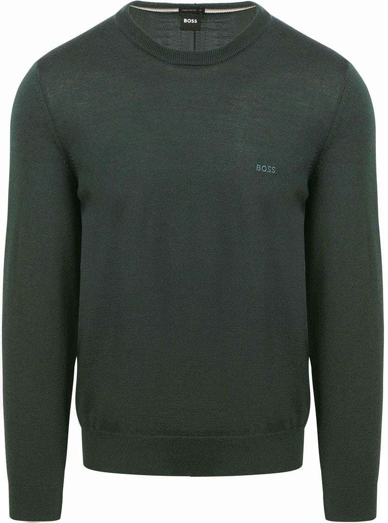 Boss Groene Crewneck Sweater met Geborduurd Logo Green Heren