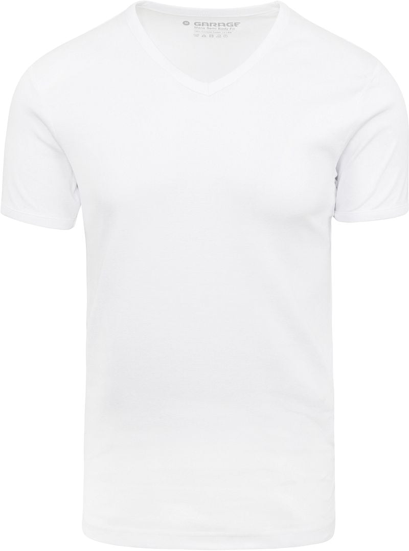 Garage Basic T-Shirt Weiss V-Hals - Größe M günstig online kaufen