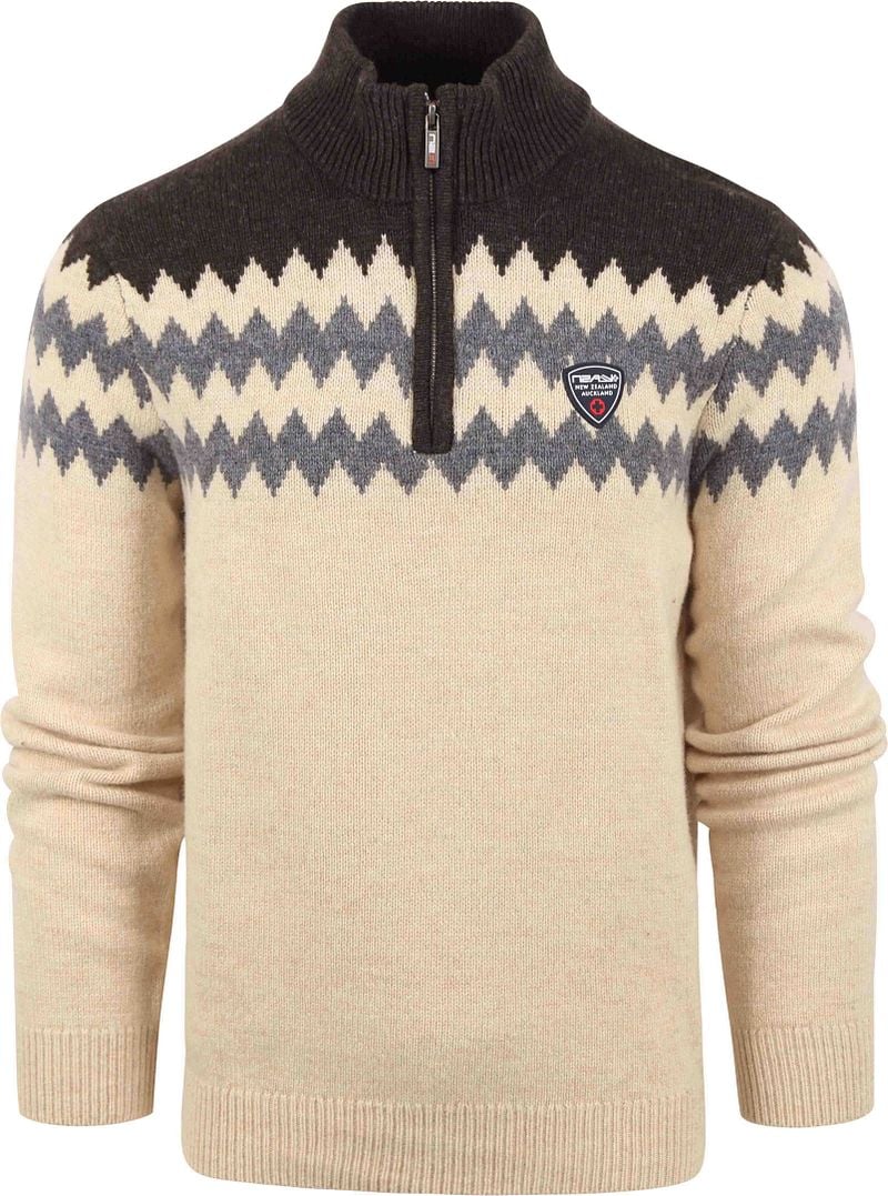 New zealand auckland NZA Half Zip Trui Ngaroto Wol Beige