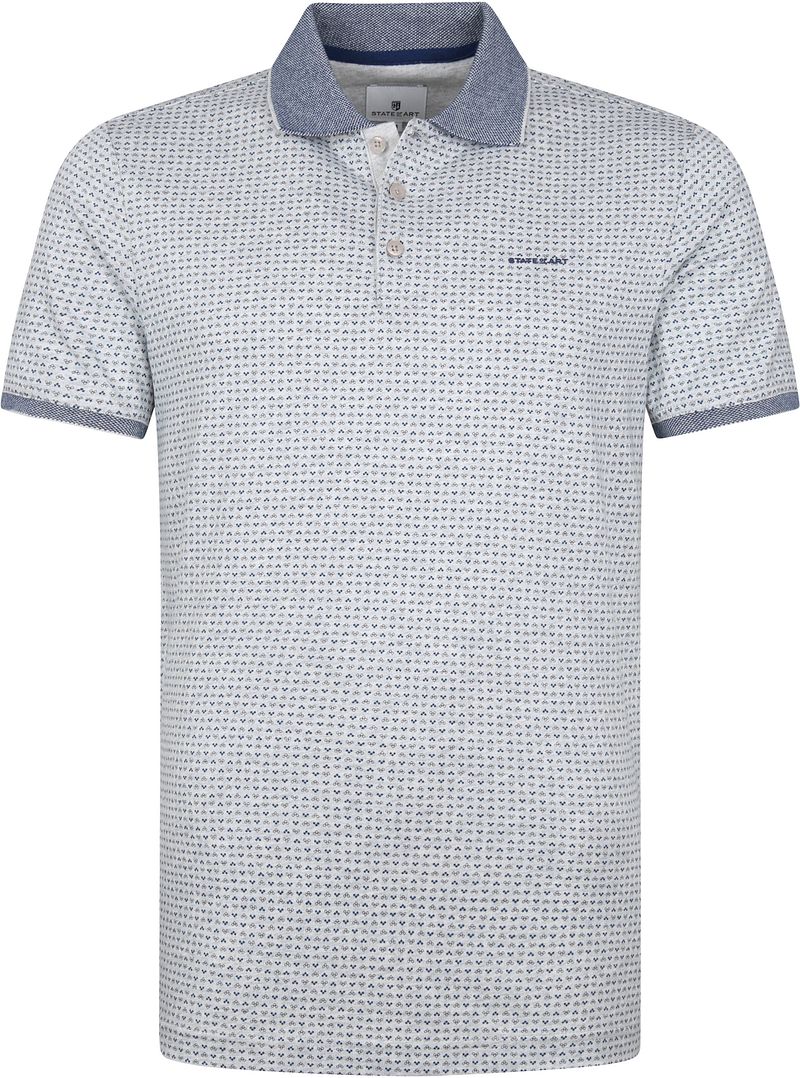 State Of Art Polo Impression Gris Bleu taille M
