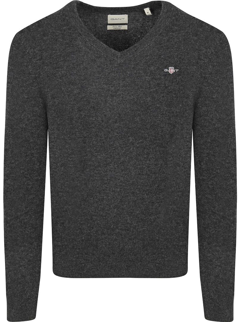 Gant Pullover V-Ausschnitt Wool Blend Anthrazit - Größe XL günstig online kaufen