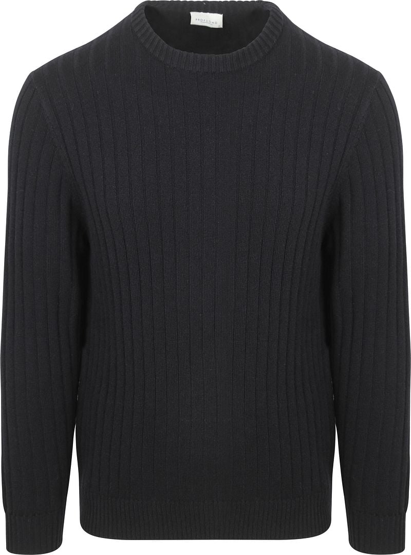 Profuomo Pullover Rib Wool Blend Navy  - Größe M günstig online kaufen