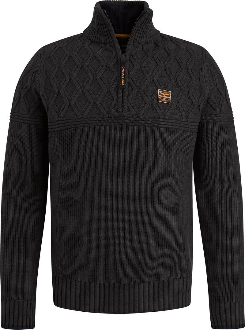 PME Legend Knitted Half Zip Pullover Schwarz - Größe 3XL günstig online kaufen