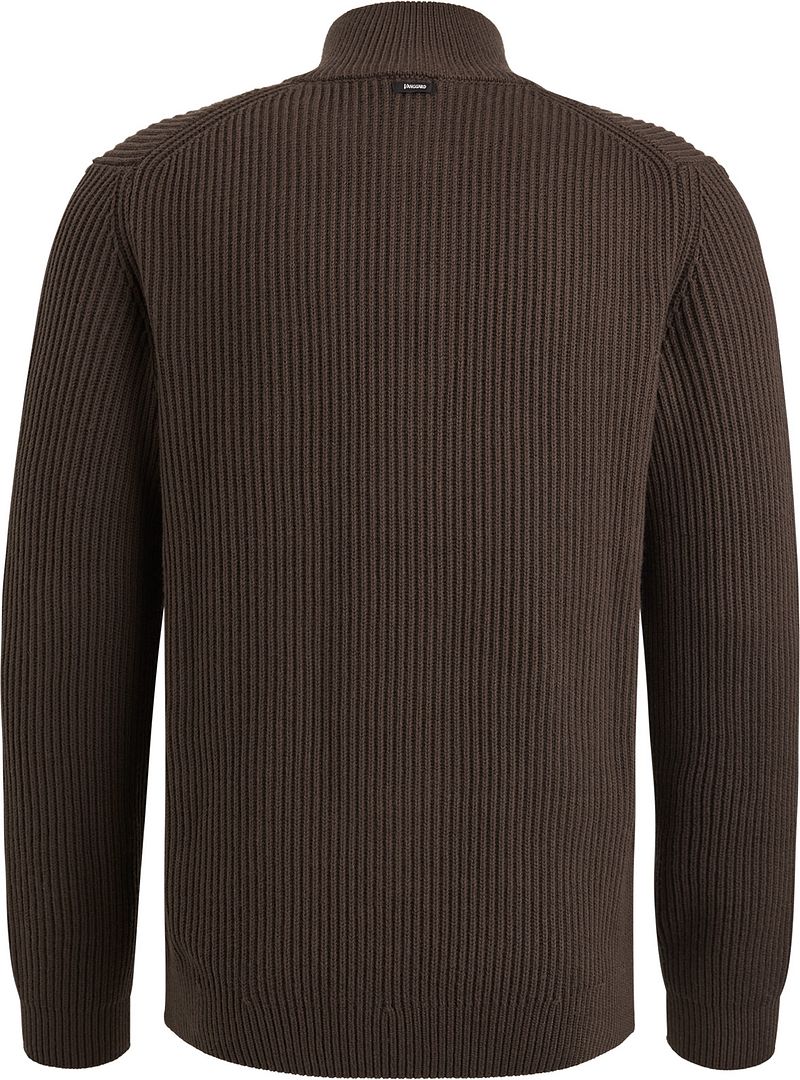 Vanguard Trui Half Zip Structuur Wolmix Bruin