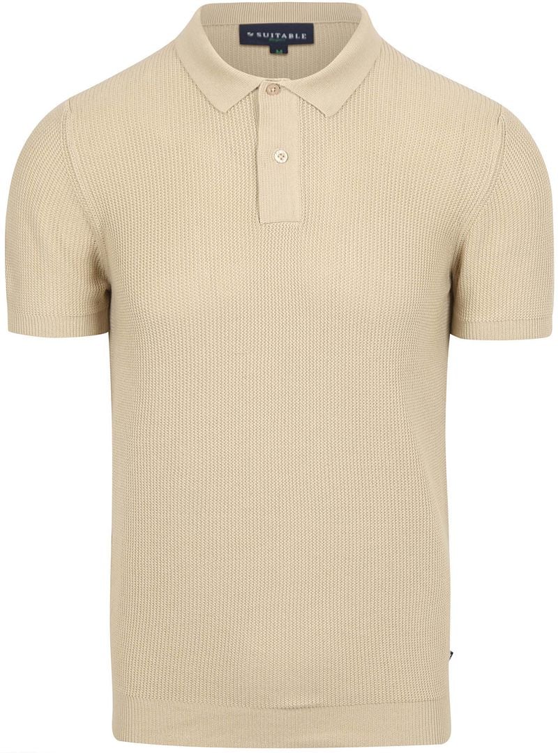 Suitable Respect Poloshirt Structure Knit Beige - Größe M günstig online kaufen