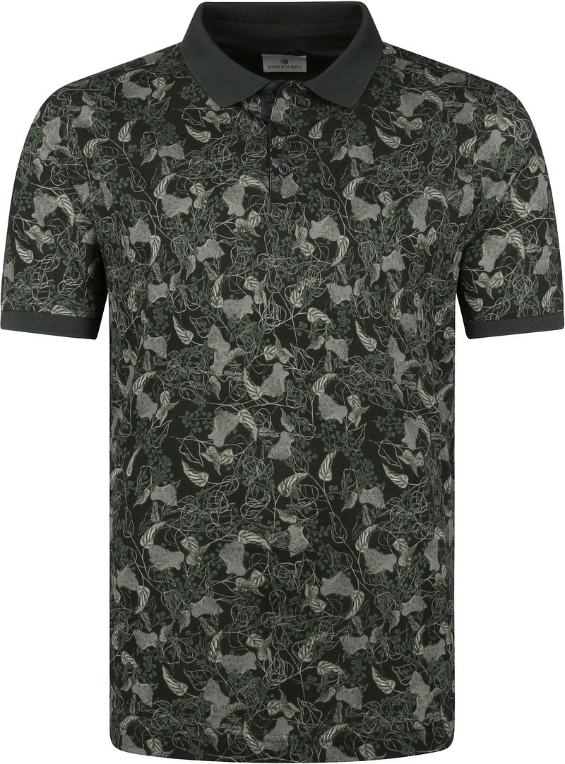 State Of Art Polo Foncé Impression Botanique Vert Vert foncé taille M