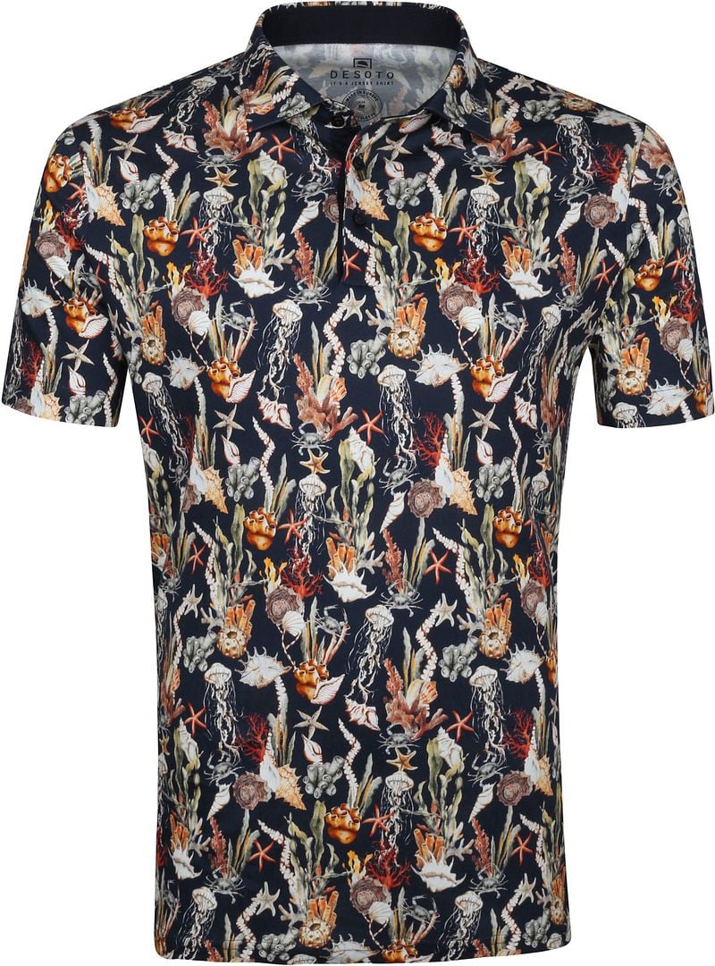 Desoto Polo Print Zeefiguren Donkerblauw